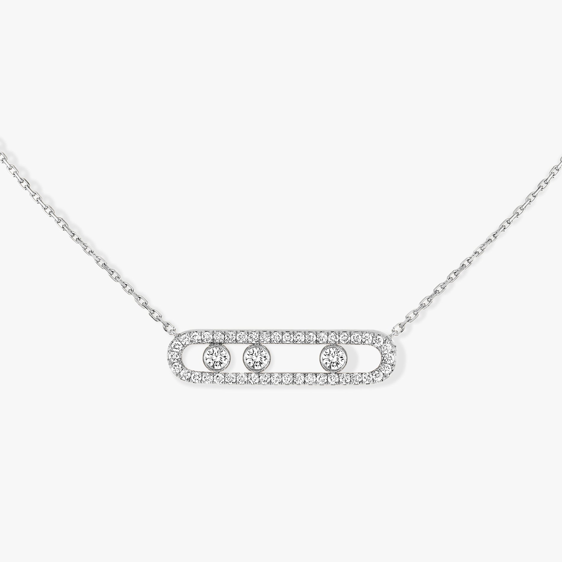 Collana Move con Pavé, Oro Bianco e Diamanti