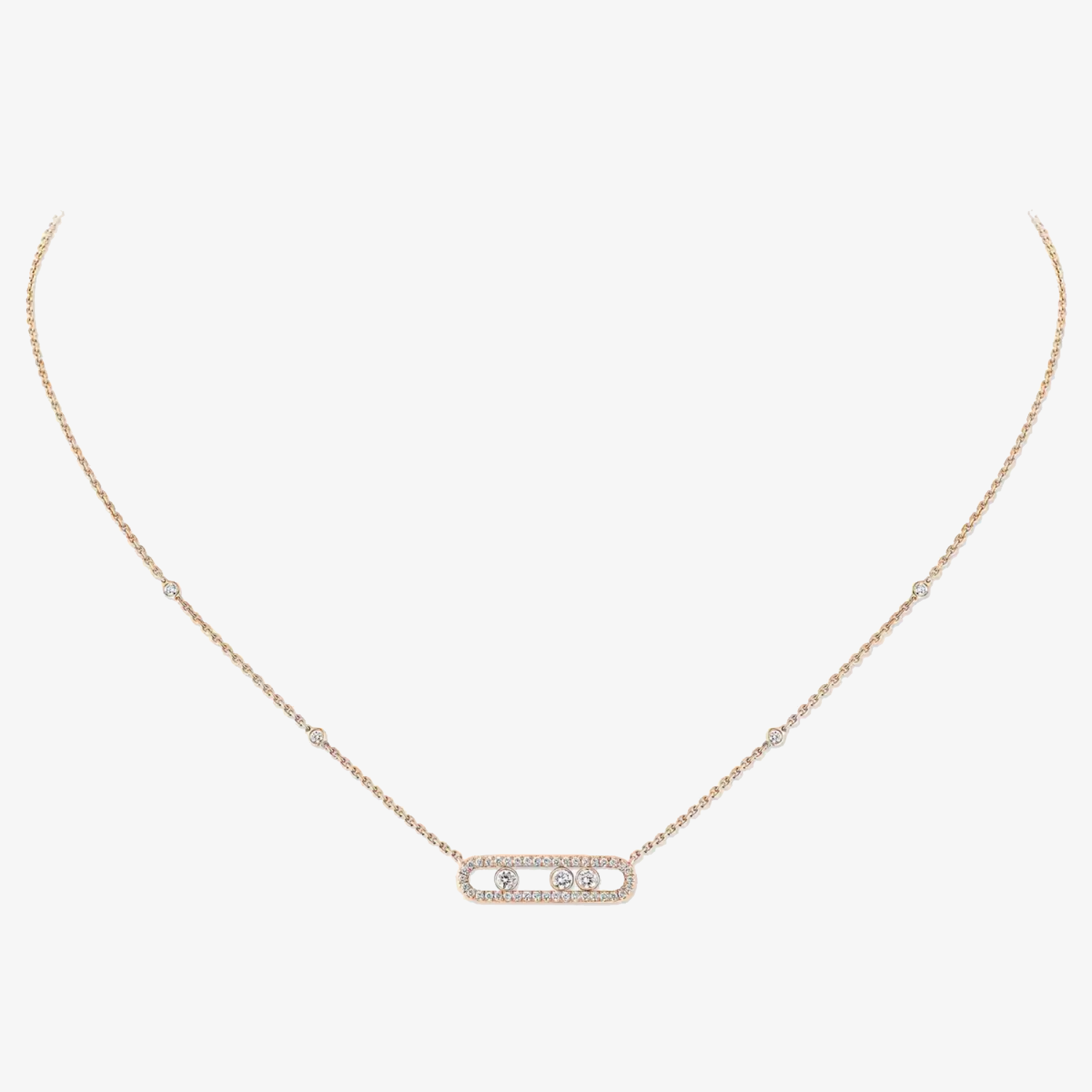 Collana Baby Move con Pavé di Diamanti Oro Rosa
