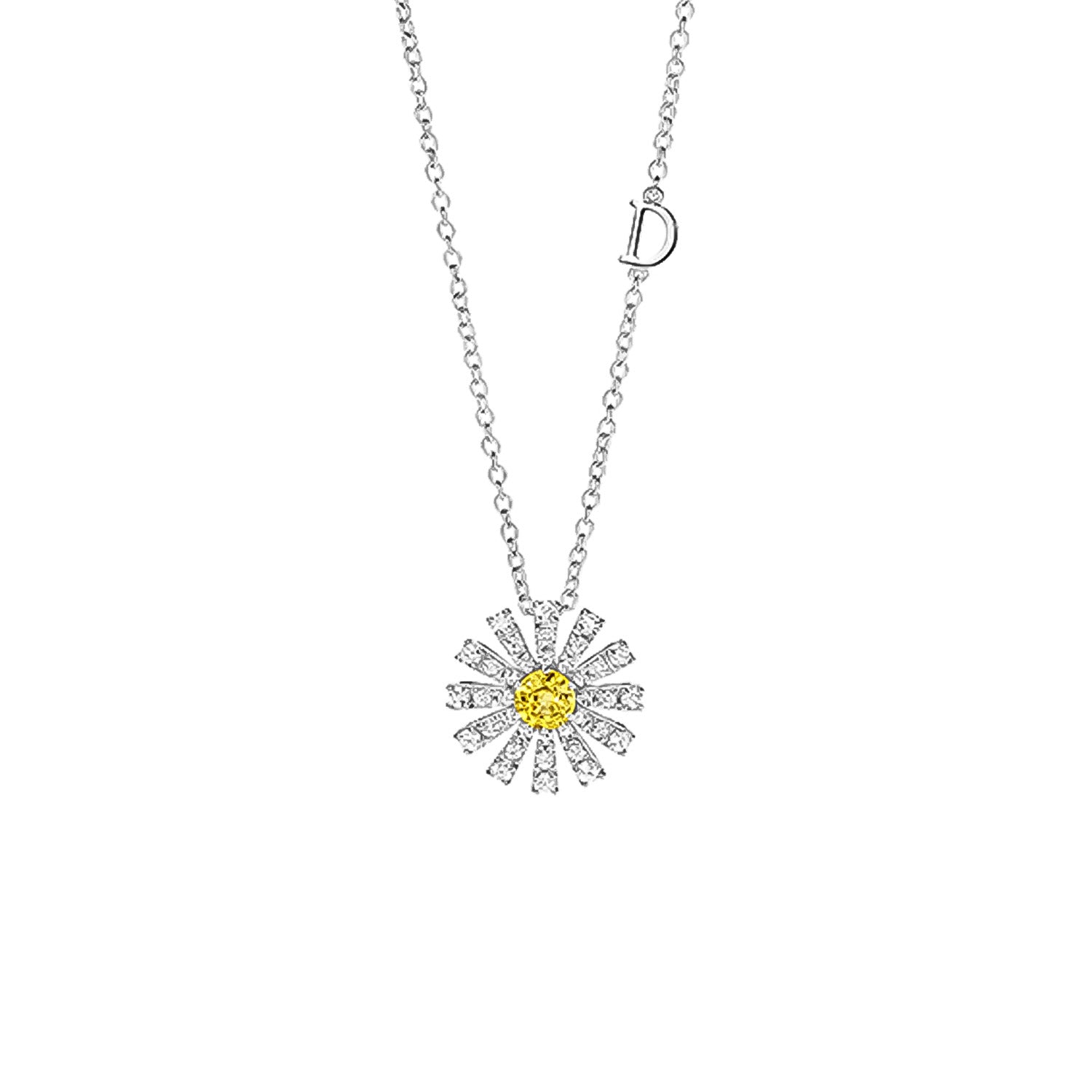Collana Margherita Oro Bianco e Zaffiro Giallo